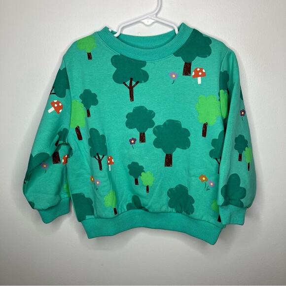 NWT H&M X EVA CHEN Tree Mushroom Print Graphic Crew Neck Sweatshirt 3/4 Years - Picture 2 of 6